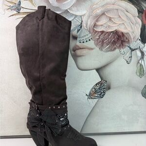 Not Rated Dark Brown Boots With 3in Heel